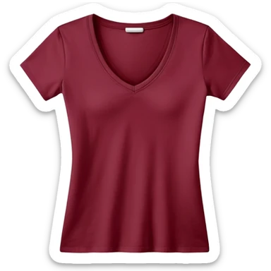 just a wine red cotton V-neck t-shirt, women's style, flat lay, no model, only the clothing item sticker