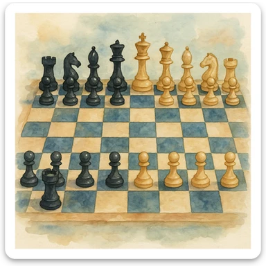 watercolor style chess board with pieces sticker