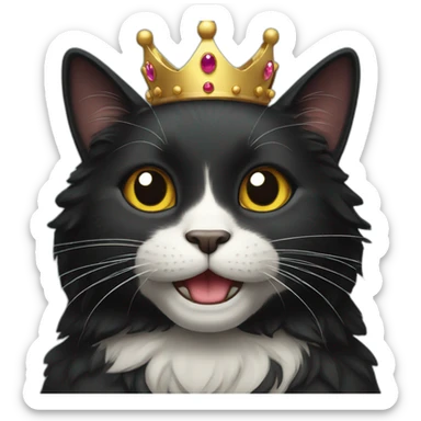 Black happy cat with crown sticker