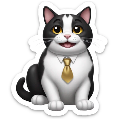 Mega happy Tuxedo cat with black mustache  sticker
