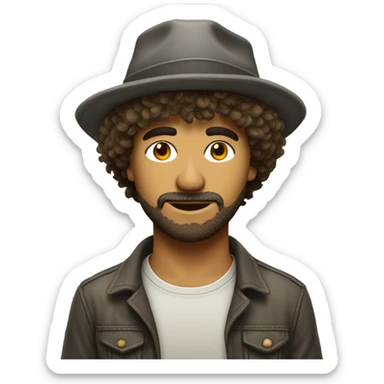 Shaggy-haired graphic designer hat sticker