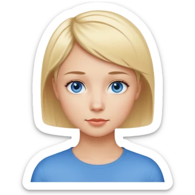 Mujer pelo rubio y muy corto ojos azules cara redonda sticker