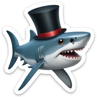 Shark with a top hat sticker