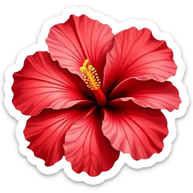 Vibrant red cotton rose hibiscus flower with large petals and prominent stamen sticker