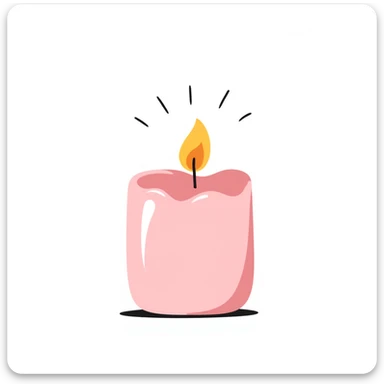 pink pastel candle with hand-drawn look sticker