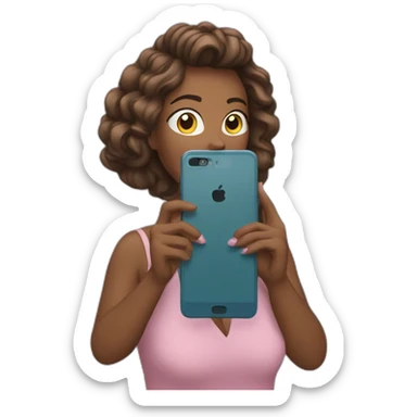 femme qui regarde une video sur son téléphone sticker