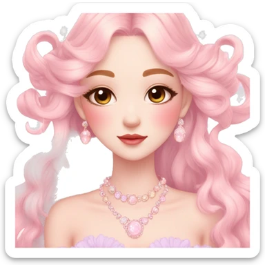 Dreamy pretty VOGUE elegant kawaii shiny blushing shy pastel lady kawaii beautiful hair naturecore fairycore cottagecore jewels trending aesthetic sticker