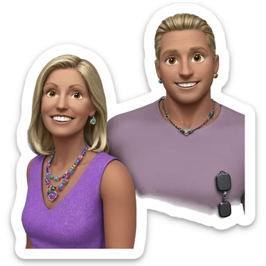 smiling couple with accessories sticker