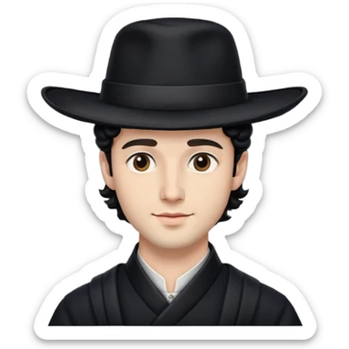 Man emoji with black hat and side curls, resembling a traditional Hasidic Jewish man. sticker