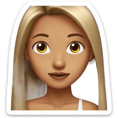 Tanned skin girl,brown long straight hair,brown eyes and long eyelashes  sticker