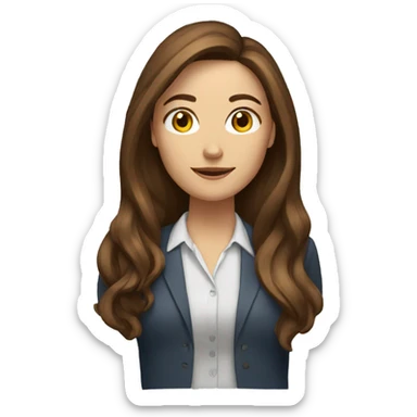 Female Teacher with long brown hair sticker