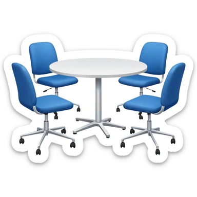 table and three office blue chairs sticker