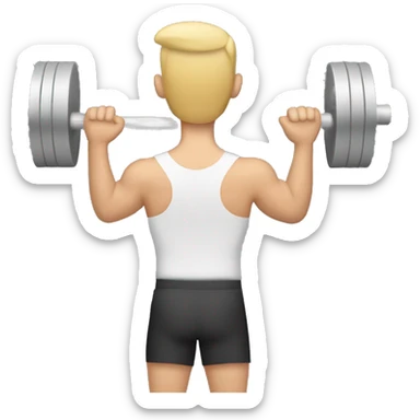 white guy doing shoulder press viewed from back sticker