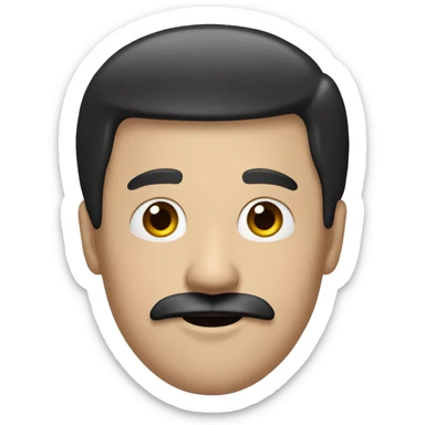 white man with black hair and black mustache with a red cap sticker