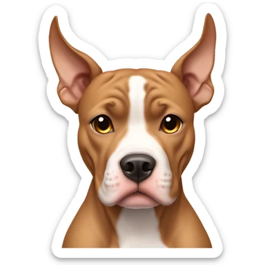 Light brown pitbull with ears cut short and wearing bows sticker