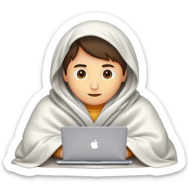 under a blanket And laptop sticker