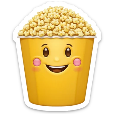 Smiling Emoji with 👀 for eyes and is eating popcorn 🍿 sticker