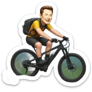 Elon musk on a mountain bike sticker
