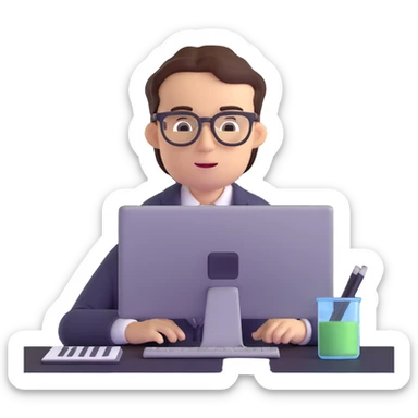 business analyst studying price data on computer sticker