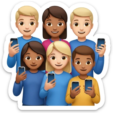 grupo de niños de 12 años con mobiles sticker