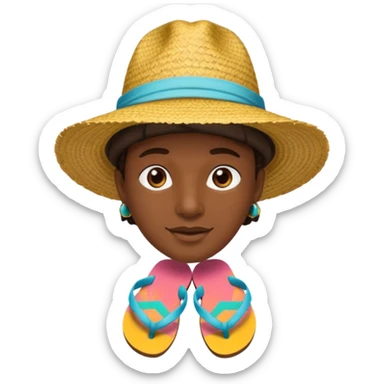 Visage.  Créole réunionnais ti jean chapeau paille savate  au pieds  sticker