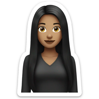 a girl with long black hair  sticker