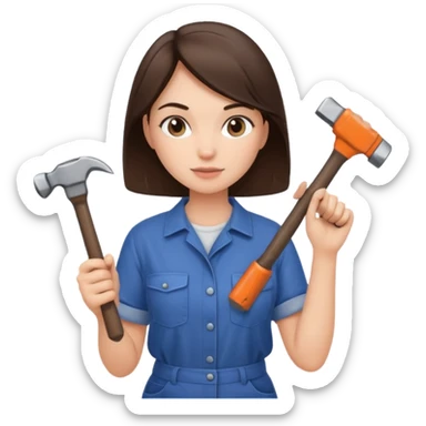 brunette girl renovating her apartment sticker