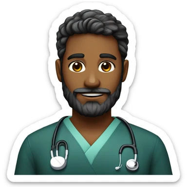 médico de pele branca 29 anos com barba preta com estetoscopio no pescoço sticker