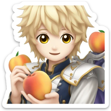 Acheron from honkai:star rail eating a peach sticker