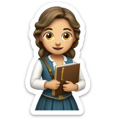 cute historical spanish woman with a notebook in her hands sticker