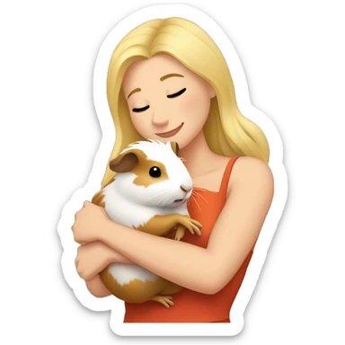 Blonde Woman hugging a guineapig sticker