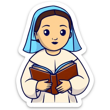 Sor Juana Inés de la Cruz, Mexican writer and poet with books sticker