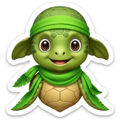 cute sea turtle wearing a lime pirate scarf sticker