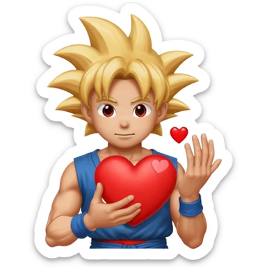 Goku holding emoji heart sticker