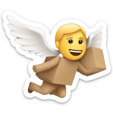 A person flying with cardboard wings sticker