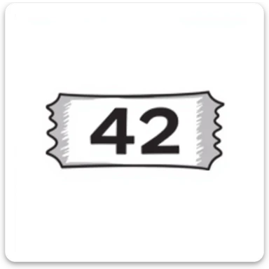 A raffle ticket with the number 42 clearly visible on it sticker
