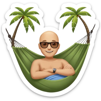 Bald man  in a hammock sticker