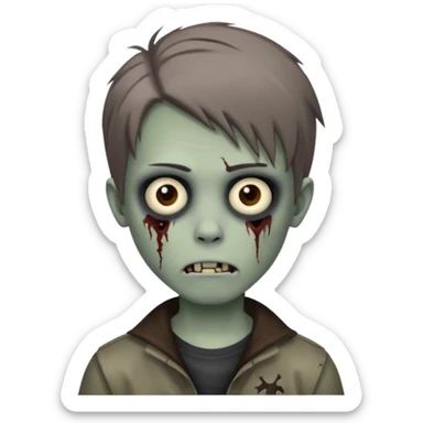 boy zombie with brown middlepart hair emo sticker