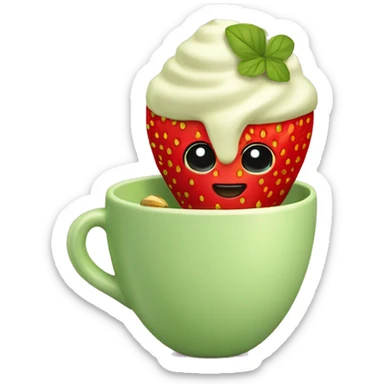 Pistachio cream covered strawberry in a cup  sticker