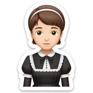 Guy with short brown hair wearing a cute maid dress sticker