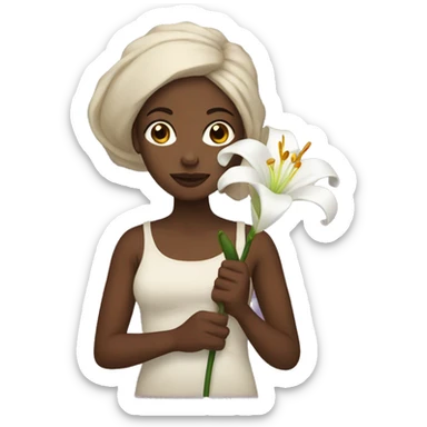 black women holding a lily sticker