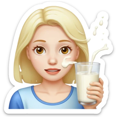 Milk splashed on her face  sticker