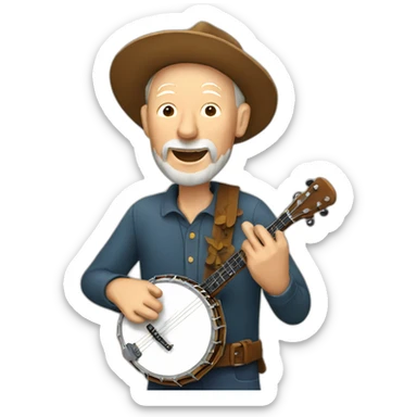pete seeger playing a banjo sticker
