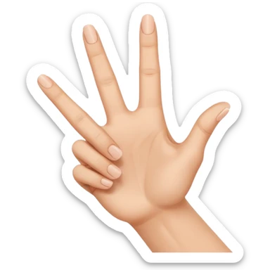right hand making the American Sign Language 'E' gesture, fingers curled to form the letter E, no text sticker