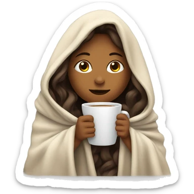 girl inside a blanket sipping coffee eyes closed sticker