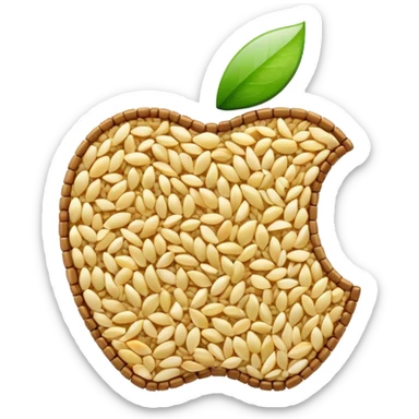 Apple logo with rice grains in a digital tracker display sticker