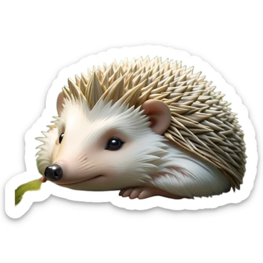 Beautiful and Majestic Hedgehog Portrait Emoji, Head and body resting in serene repose with a gentle, content smile, showcasing a delicately spiky yet soft body with eyes gently closed in peaceful slumber, Simplified yet exquisitely endearing features, highly detailed, glowing with a soft, drowsy forest light, high shine, relaxed and utterly enchanting, stylized with an air of timeless woodland majesty, soft glowing outline, capturing the essence of a beautiful and majestic hedgehog that embodies the serene charm of nature! sticker