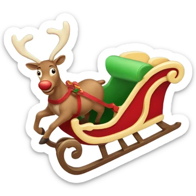 Santa sleigh flying with reindeer  sticker