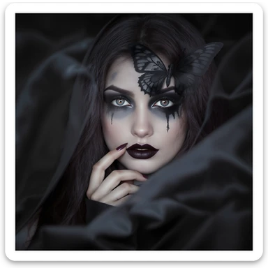 gothic heart with a black lace butterfly, professional photography style sticker