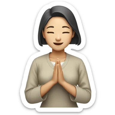 asian woman praying and smiling sticker